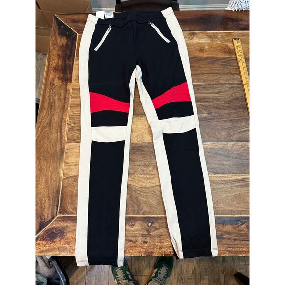 BCBGMAXAZRIA Women's Black White Bond Coloblocked Leggings Size Large - Picture 4 of 7